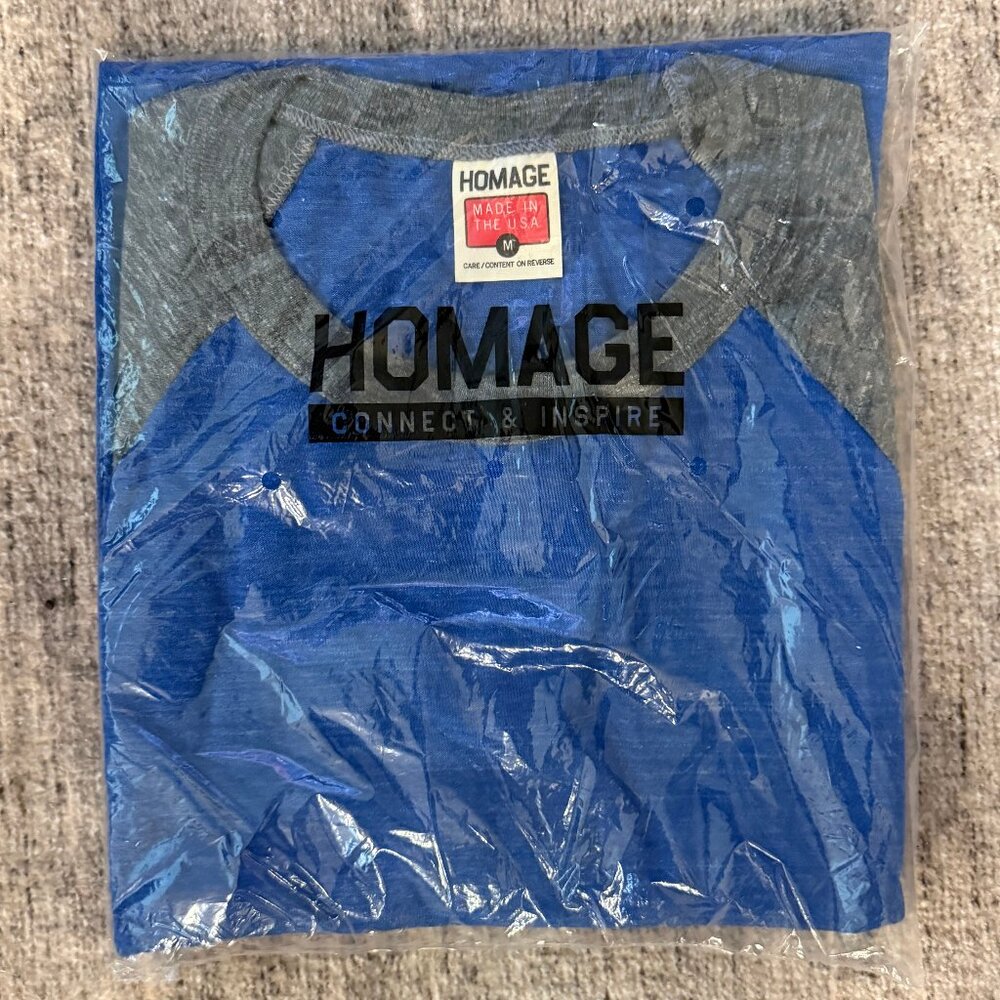 HOMAGE Raglan Tee | Royal Blue/Gray | 3/4 Sleeves | M